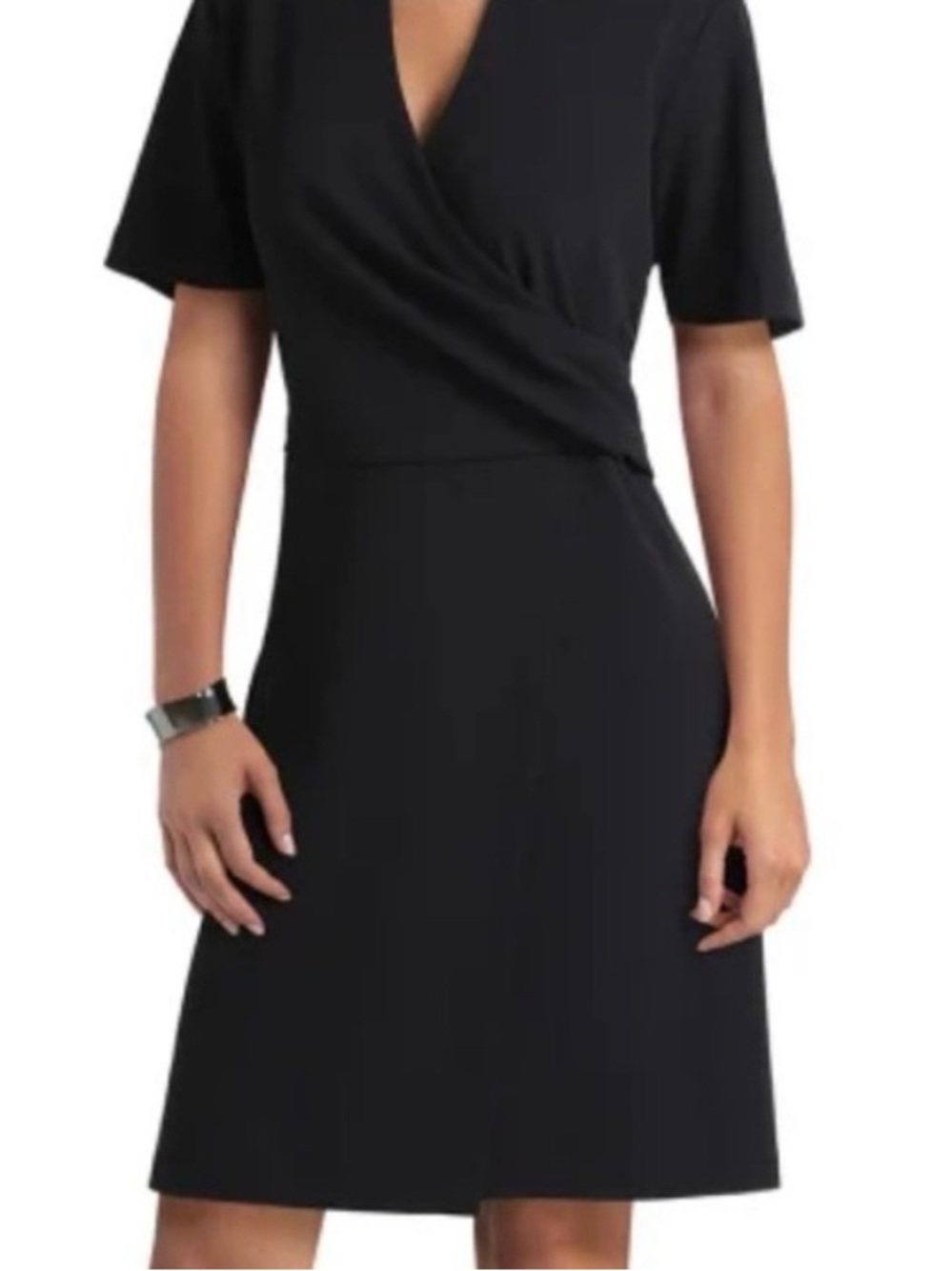 H By Halston Short Sleeve Faux Wrap Dress